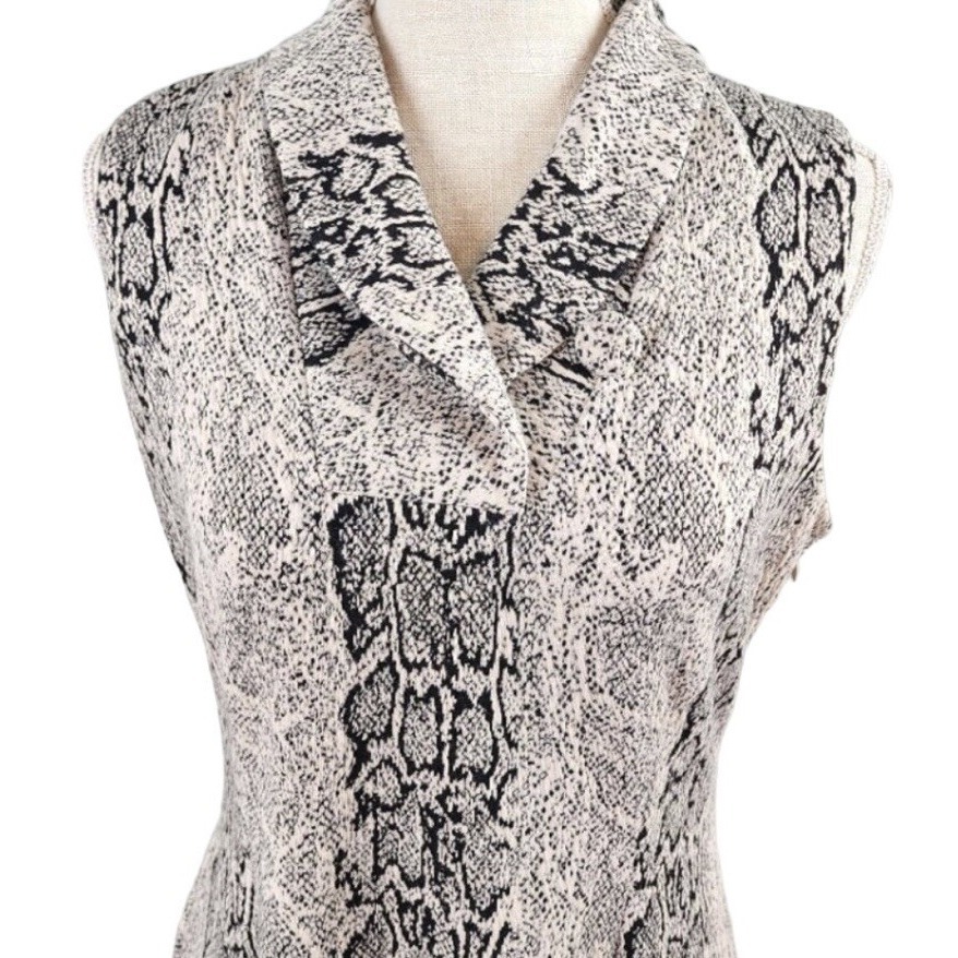 Snake Print New Direction Size 8 Shift Dress Sleeveless Black White